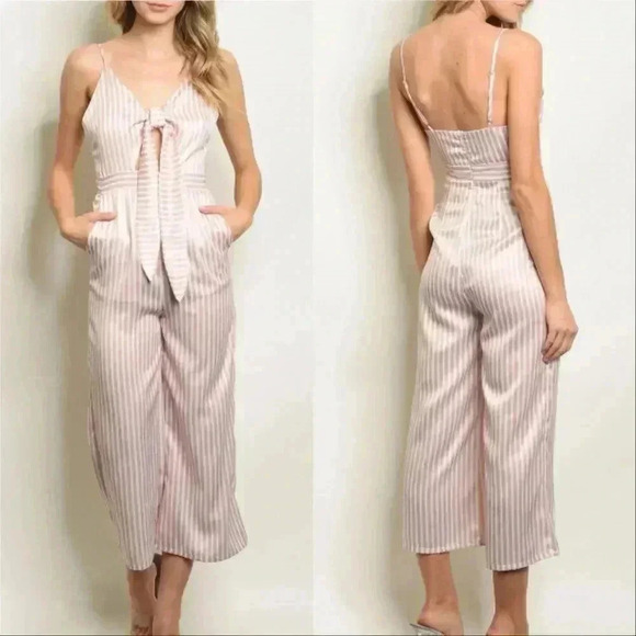 Pink Striped Jumpsuit - Picture 1 of 2